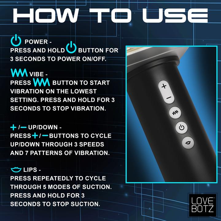 Actual product image XR Brands Thunder Stroker Suction Masturbator - Silver & Black