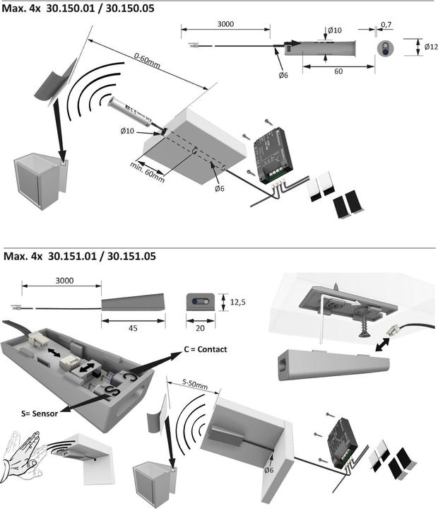 Produktbild Halemeier IR-Türkontaktschalter MultiSwitch2 12 / 24 / 230 V