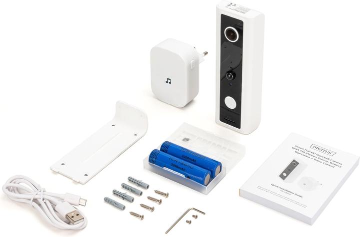 Produktbild Digitus Smarte Full HD Türklingel-Kamera mit PIR-Bewegungsmelder, Akkubetrieb + Sprachsteuerung (Kabellos)