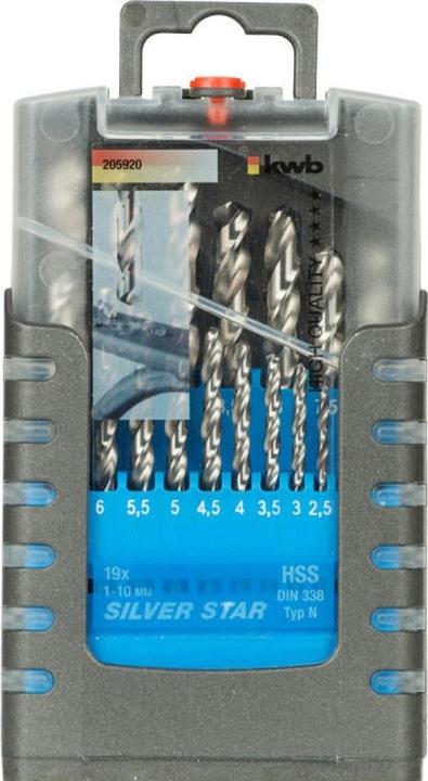 Actual product image kwb Twist drill set 19 pieces (6 mm, 1 mm, 6.5 mm, 5.5 mm, 10 mm, 1.5 mm, 7 mm, 3 mm, 5 mm, 8.5 mm, 8 mm, 2.5 mm, 9 mm, 3.5 mm, 4.5 mm, 2 mm, 7.5 mm, 9.5 mm, 4 mm)
