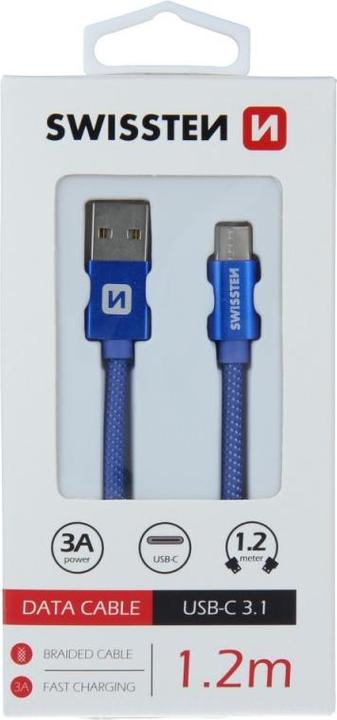 Actual product image Swissten Data cable Textile USB / USB-C 1.2 M (1.20 m, USB 3.2 Gen 1)