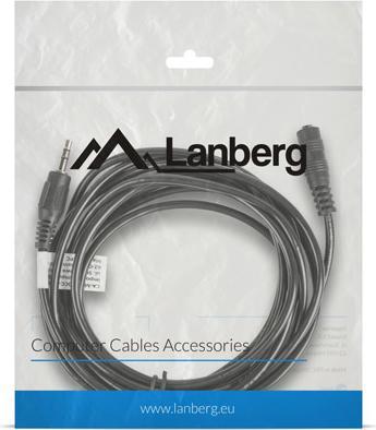 Actual product image Lanberg CA-MJFJ-10CC-0030-BK, 3.5mm, Male, 3.5mm, Female, 3 m, Black (3 m, 3.5mm jack (AUX))