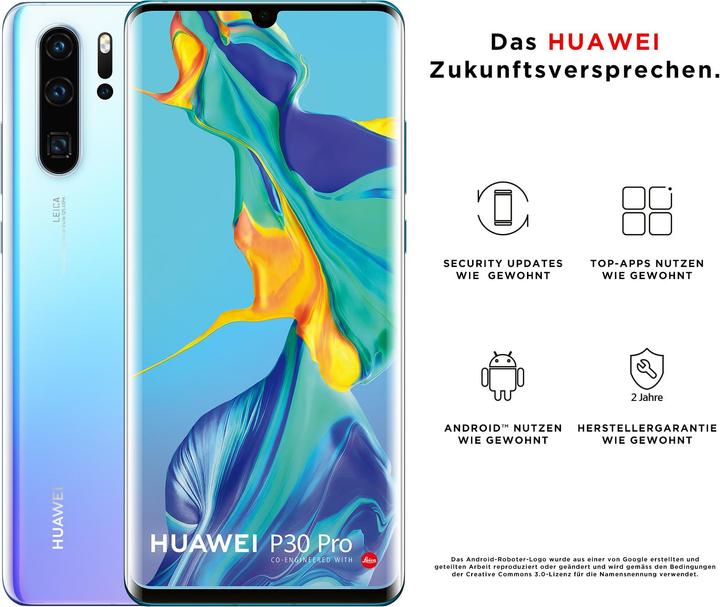 Immagine prodotto Huawei P30 Pro (128 GB, Breathing Crystal, 6.47", Doppia SIM Ibrida, 40 Mpx, 4G)