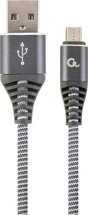 Actual product image Gembird Cablexpert CC-USB2B-AMMBM-2M-WB2 USB cable USB 2.0 USB A Micro-USB B Pilkas, Baltas (2 m, USB 2.0)