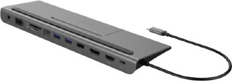 Deltaco USBC-DOCK1 notebook dock/port replicator Wired USB 3.2 Gen 1 (3.1 Gen 1) Type-C Grey (USB-C, 10 Ports)