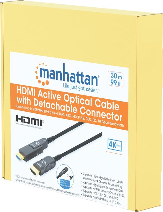 Produktbild Manhattan Aktives optisches High Speed HDMI-Glasfaserkabel mit abnehmbarem Stecker (30 m, HDMI)