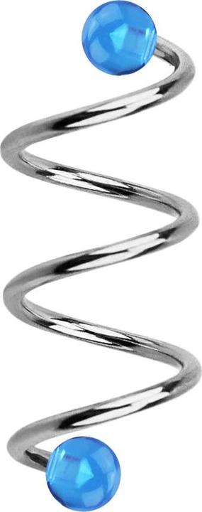 Produktbild Star Piercing Micro Spirale silber mit zwei Kugeln hellblau transparent (ohne Messing, Chirurgenstahl 316L)