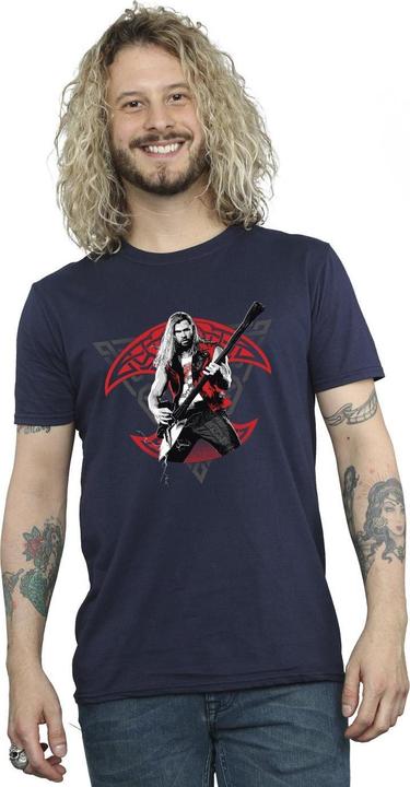 Actual product image Mens Thor Love And Thunder Solo Guitar T-Shirt (S)