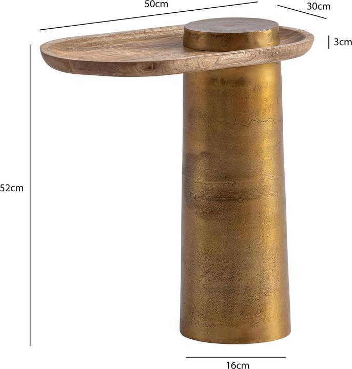 Immagine prodotto FineBuy Beistelltisch Anstelltisch Massivholz Metall 50x30 cm Wohnzimmertisch