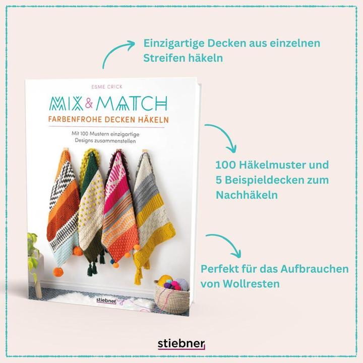 Produktbild Mix & Match Farbenfrohe Decken häkeln (Deutsch, Katrin Marburger, Esme Crick, 2024)