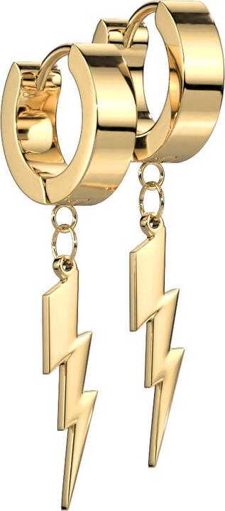 Produktbild Star Piercing Ohrring zum Klappen vergoldet mit Anhänger Blitz (ohne Messing, Chirurgenstahl 316L)