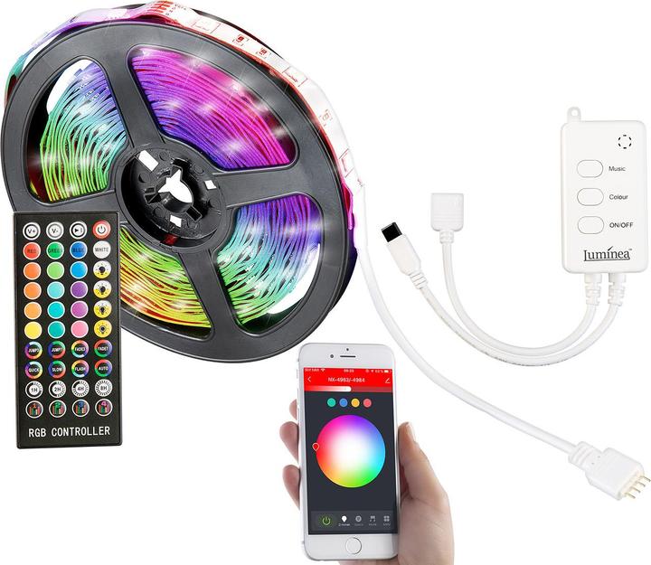 Produktbild Luminea WLAN-RGB-LED-Streifen mit Sound-Steuerung (RGB, 13 cm, Indoor)