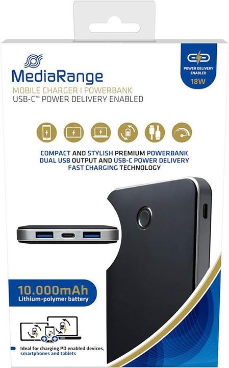 Actual product image MediaRange Powerbank (10000 mAh, 18 W, 37 Wh)