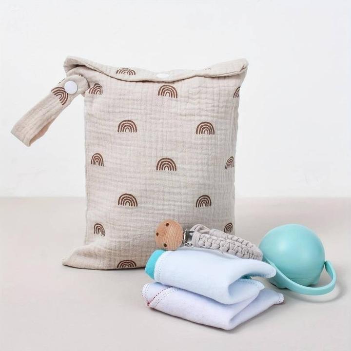 Actual product image Milkii Nappy bag/ toiletry bag made of muslin cotton, rainbow