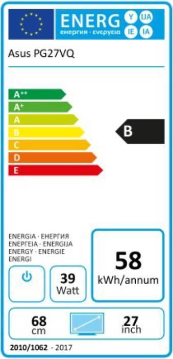 Energie-Label ASUS ROG Swift PG27VQ (2560 x 1440 Pixel, 27")