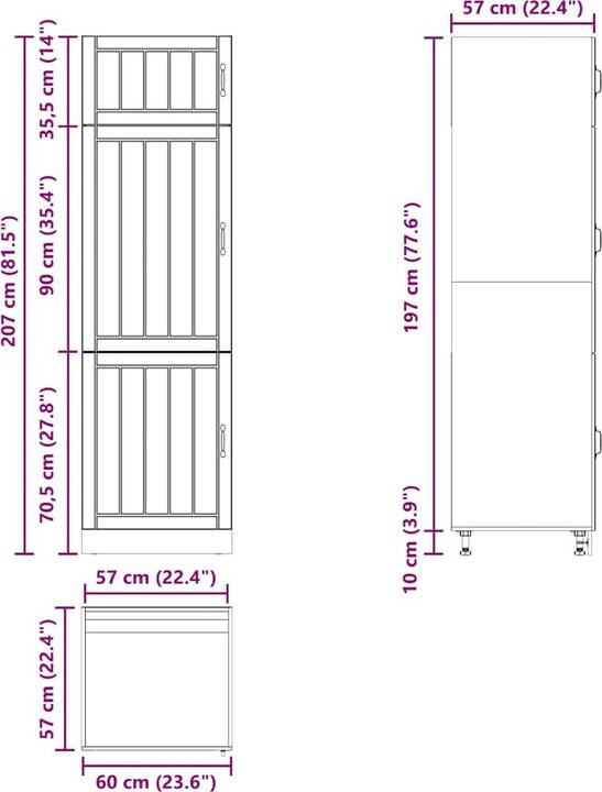 Produktbild VidaXL Küchenschrank Lucca Hochglanz-Weiss Holzwerkstoff hoher Küchenschrank (60 x 57 x 207 cm)