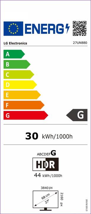 Energy Label LG 27UN880P-B (3840 x 2160 Pixels, 27")