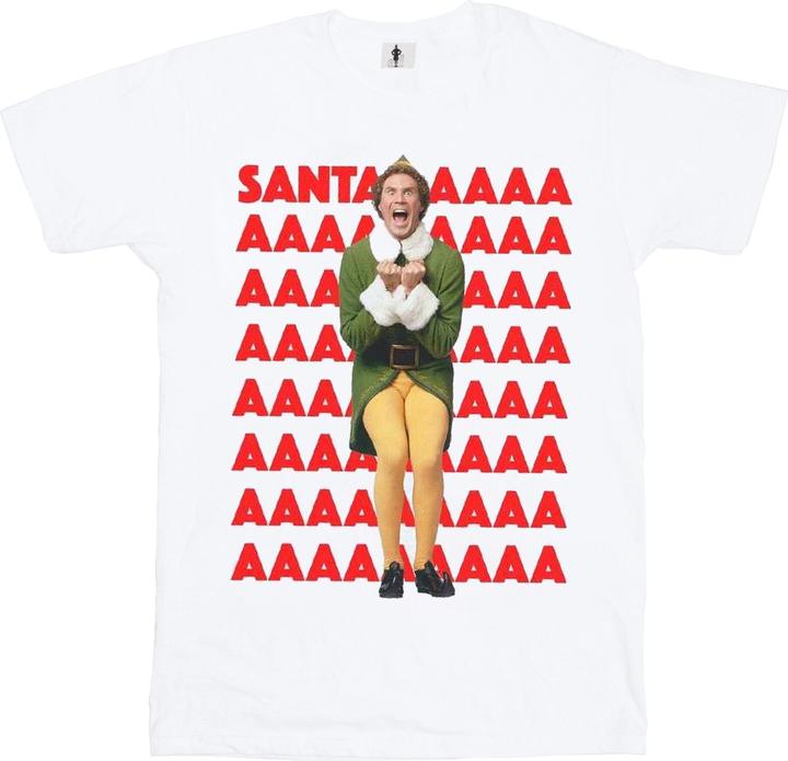 Actual product image Elf Womens/Ladies Buddy Santa Scream Cotton Boyfriend T-Shirt (3XL)