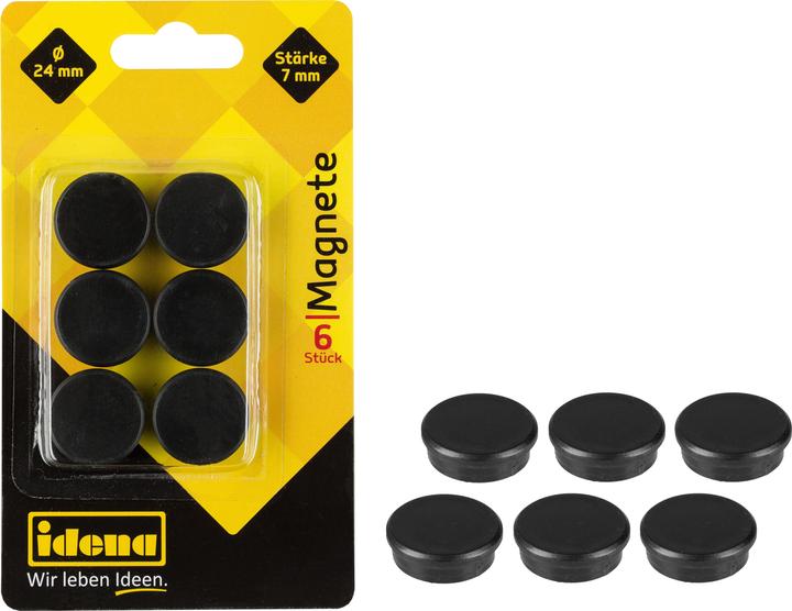 Produktbild Idena Magnete rund 6 Stück, schwarz, Ø24mm (6 x)