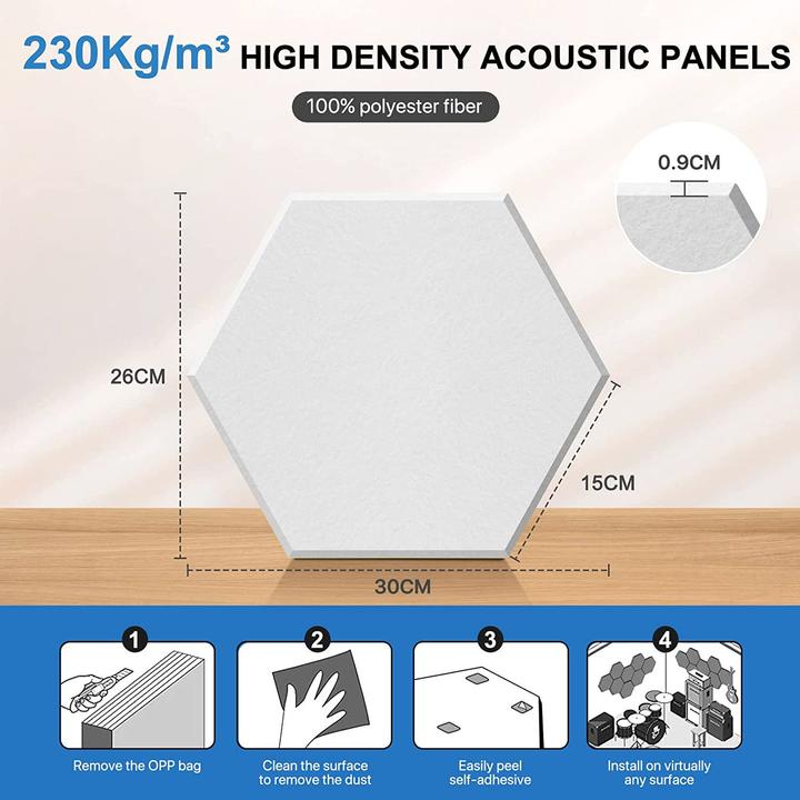 Produktbild Kuchoow Hexagon Akustikplatten mit Aufkleber (12 Stk.)