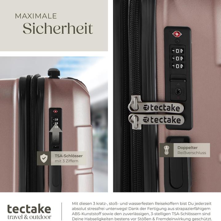 Image du produit tectake Set de valises rigides BRICE 3 pièces avec serrure à code