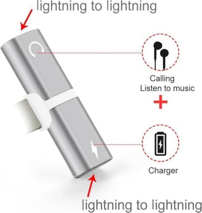 Actual product image PowerGuard iPhone Adapter Splitter 2 in 1 Dual Lightning Audio & Charging Adapter (Lightning, Lightning)