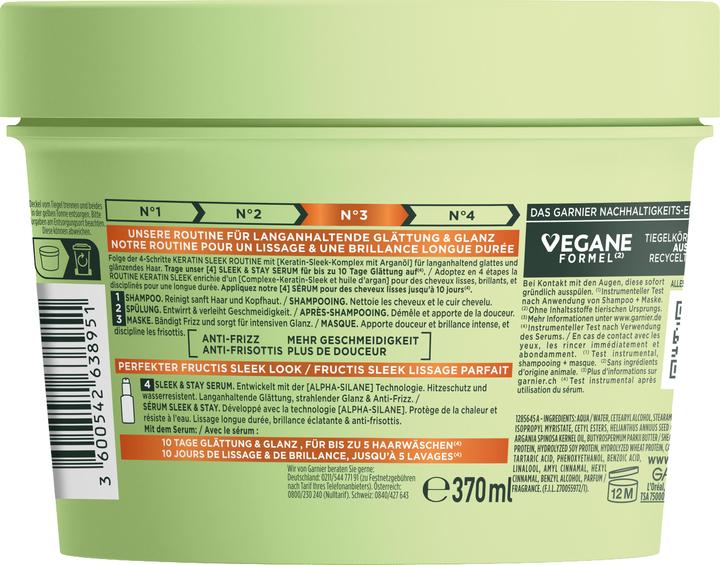Nährwerte und Zutaten Garnier Fructis Keratin Sleek (370 ml)
