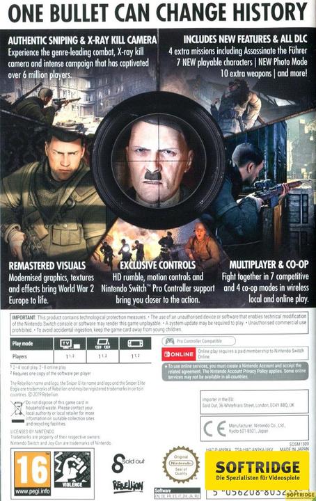 Produktbild Sold Out Sniper Elite V2 Remastered -E- (Switch Lite, Switch OLED, Switch, DE)