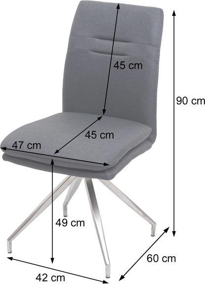 Immagine prodotto Swisshandel24 2x Sedia da pranzo HWC-H70, Sedia da cucina Poltrona Sedia, Tessuto/Tessile Acciaio inox spazzolato