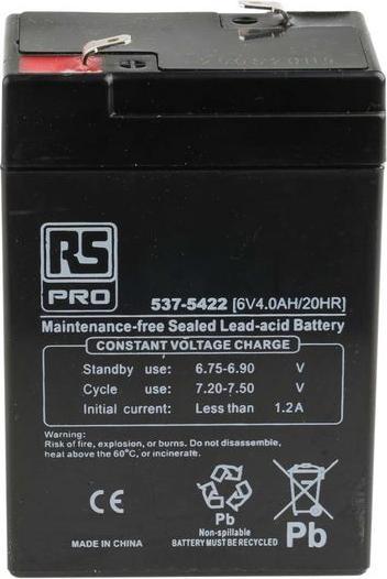 Produktbild Rs Pro RS Sealed lead acid battery (6 V, 4000 mAh)