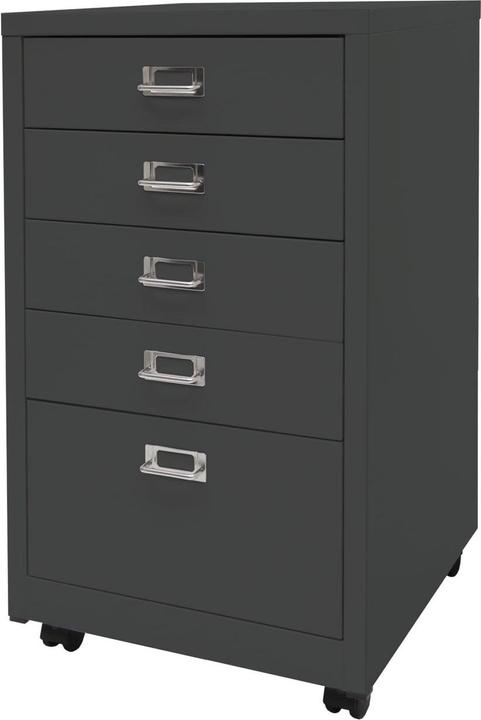 Actual product image Mendler Mobile pedestal HWC-L49, metal 75x40x41cm 5 drawers, dark grey