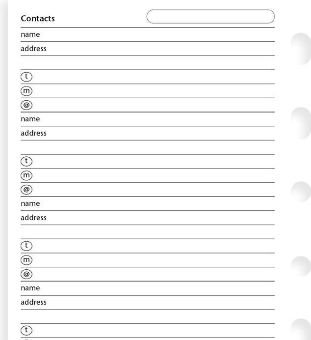 Image du produit Filofax Feuille d'adresse (Spécial)