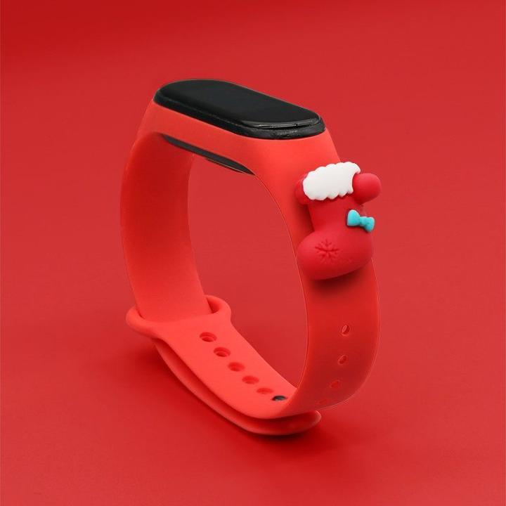 Actual product image Hurtel Strap Xmas Wristband for Xiaomi Mi Band 4 / Mi Band 3 Christmas Silicone Strap Bracelet Red (Sock) (Mi Volume 3)