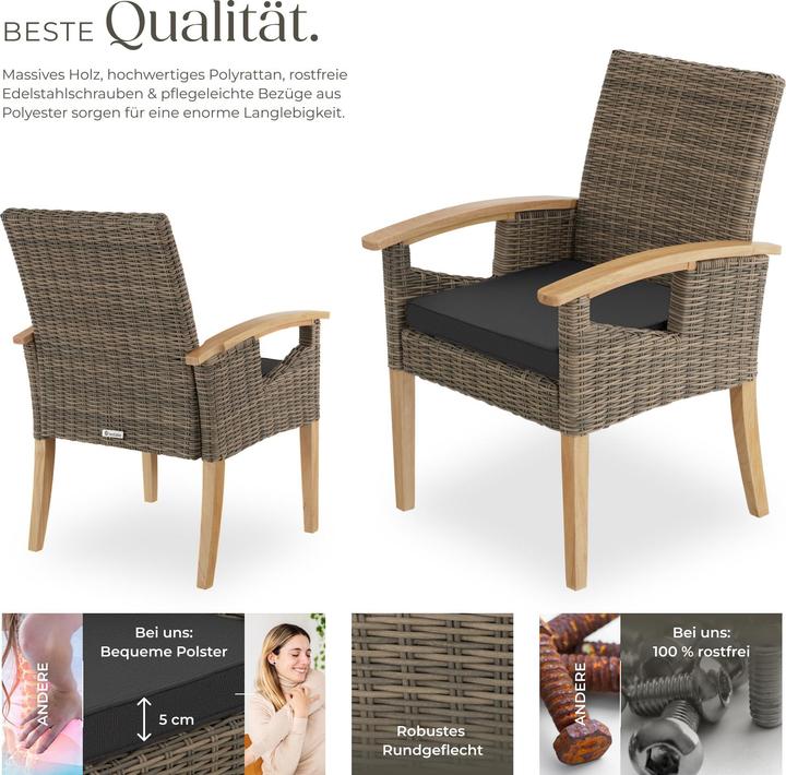 Produktbild tectake Rattan Stuhl Rosarno