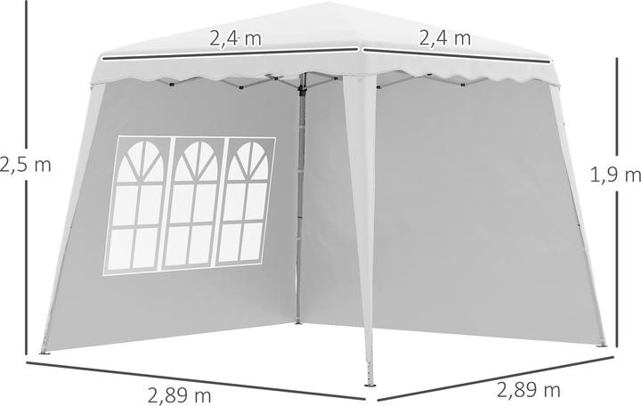 Immagine prodotto Outsunny Padiglione con 2 pareti laterali e regolazione individuale dell'altezza (240 cm, 240 cm)