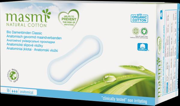 Masmi Natural Cotton Bio Classic Women's Pads (16 x, Damenbinden)
