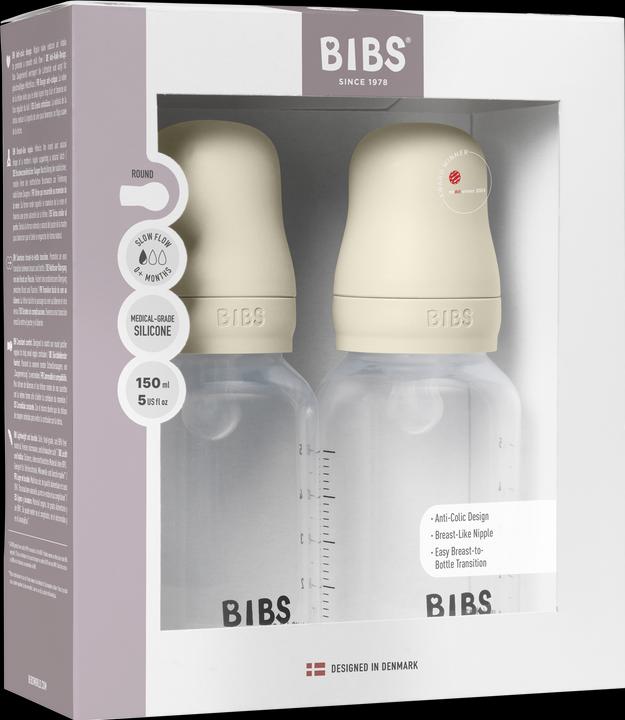 Actual product image Bibs - Baby Bottle Round Silicone 2 Pack - Ivory - 150 ml (150 ml)