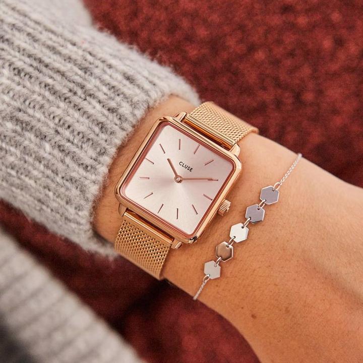 Actual product image Cluse La Tétragone Mesh Rosé (Analogue wristwatch, 28 mm)