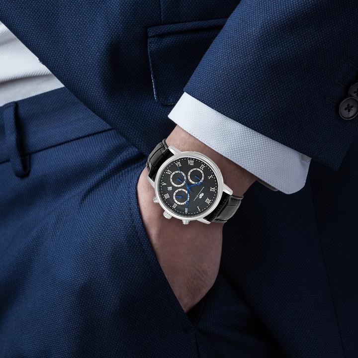 Image du produit Hommes Chronographe Moonlight cuir véritable noir - 26501 (Chronographe, 40 mm)