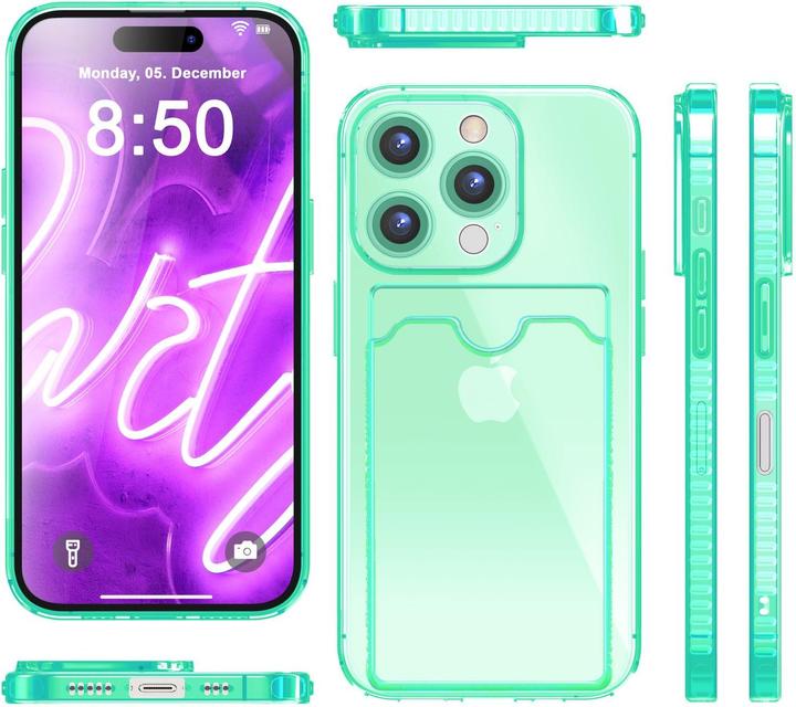 Produktbild Nalia Klar Transparente Neon Silikon Hülle Kartenhalter (Apple iPhone 16 Pro Max)