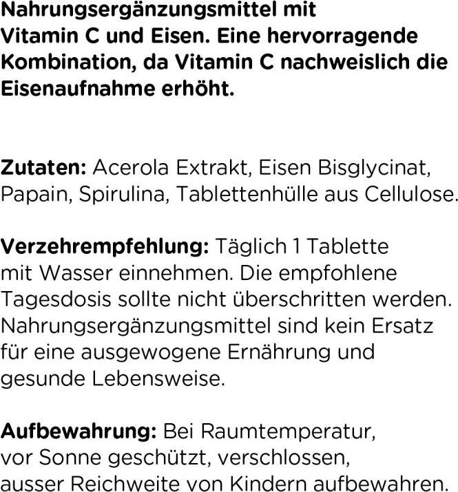 Nährwerte und Zutaten Kanela Eisen Plus Tabletten (100 Stk) (100 Stück, Tabletten)