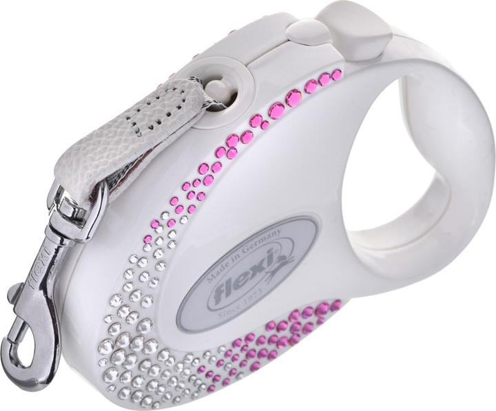 Actual product image Flexi Glam Composition with Swarovski crystals S - Dog Retractable Leash - 3 m - White (S, Dog, General)