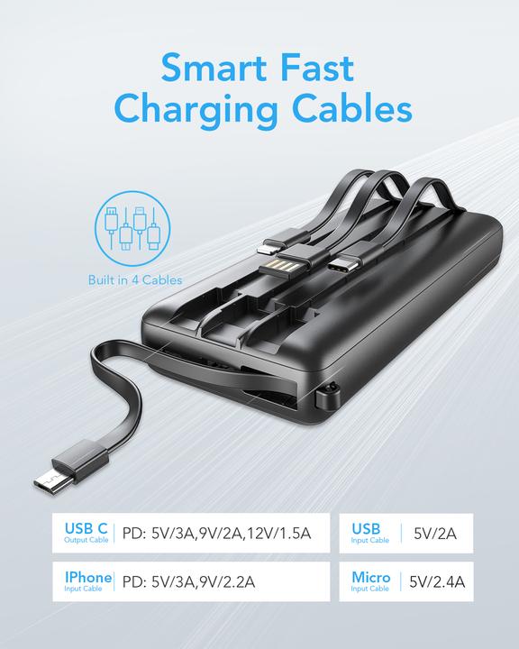 Produktbild Veger C20 Powerbank inkl. Kabel - 20'000mAh (20000 mAh, 10 W, 77 Wh)