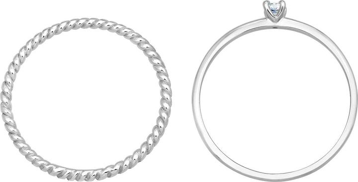Produktbild Elli DIAMONDS Ring Diamant (0.06 ct) Solitär Bandring 585 Weissgold (58, 950 Palladium)