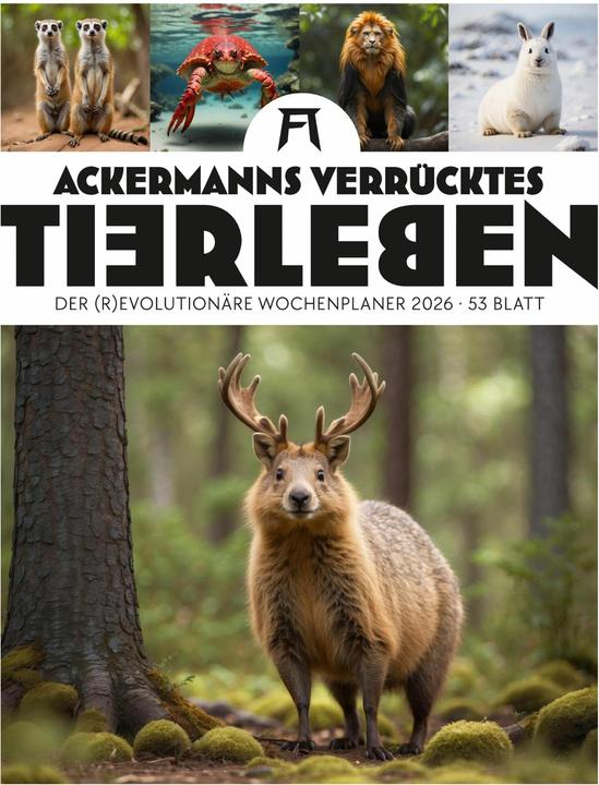 Immagine prodotto Verrücktes Tierleben - Wochenplaner mit KI-Bildern Kalender 2026 (25 x 33 cm, Tedesco)
