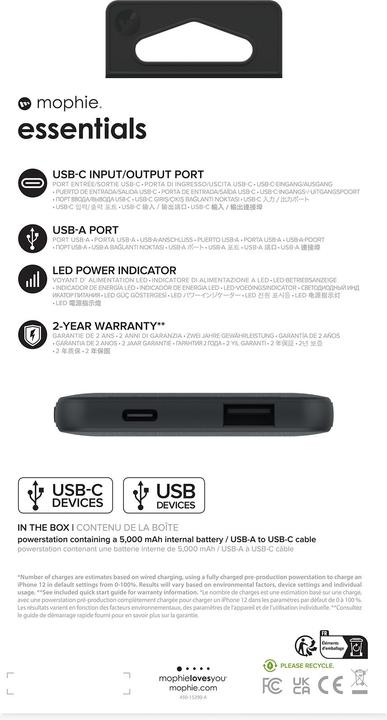 Actual product image mophie Essentials Powerstation 5K (5000 mAh, 20 W, 20 Wh)