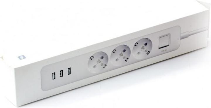 Actual product image Xiaomi Power strip MI NRB4030GL (3 × socket, 16 A, 1.4 m, white color) (3 x, CEE 7/16, 1.40 m)