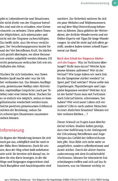 Produktbild Parkinson. Der Ratgeber für Angehörige (Deutsch, Amy Orellana, 2024)