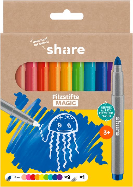 Image du produit Share Feutres de coloriage 4-0005-10 saumon, magenta, rouge, orange, jaune, vert (Multi, 10 x)