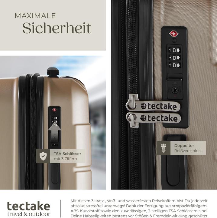 Actual product image tectake Hardshell Suitcase Set Brice - L, M & S sizes, made from ABS plastic, 360° swivel wheels, expandable (111 l, M (50 - 90l), L (90 - 115l), XL (from 140l))